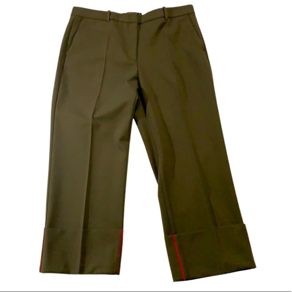 Zara high waisted cropped trousers size large, olive brown